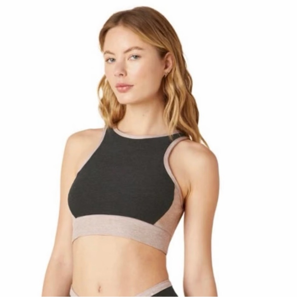 Beyond Yoga Spacedye on block bra Darkest Night-Chai